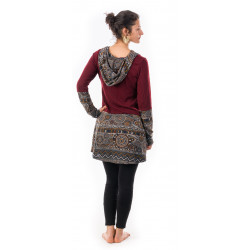 dress-long-sleeve-hooded-dress-knitted-dress-long-top-mandala-marron-dark-red-moskitoo-dress-india-kult-rorschach