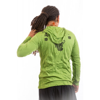 Männer Langarm T-Shirt Kapuze Ganesh Sure Design grün