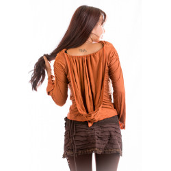 Hooded open back top Shooting Star Top - Orange  - Moskitoo
