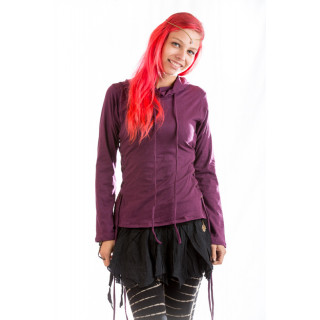 Forest Castle Top Hooded cowl neck top with long sleeves - Purple Flower - Moskitoo