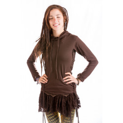 Forest Castle Top Langarm Kupuzen Shirt - Braun - Moskitoo