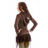 Forest Castle Top Hooded cowl neck top with long sleeves - Brown - Moskitoo