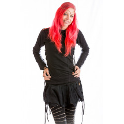 Forest Castle Top Hooded cowl neck top with long sleeves - Black - Moskitoo