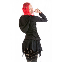 Forest Castle Top Hooded cowl neck top with long sleeves - Black - Moskitoo