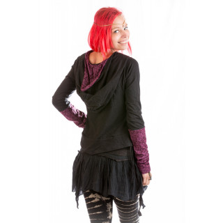 Long sleeved hooded top large lace hood - Black - Mosckitoo