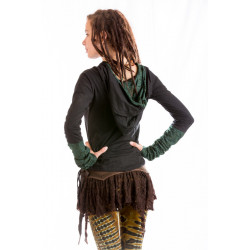 Long sleeved hooded top large lace hood - Black - Mosckitoo