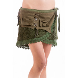 Moskitoo Steampunk Mini Skirt Olive Green