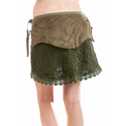 Moskitoo Steampunk Mini Skirt Olive Green