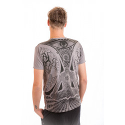 Cotton men t-shirt  chakra mirror moskitoo india kult grey