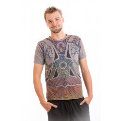 Cotton men t-shirt  chakra mirror moskitoo india kult grey