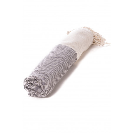 Turkish Hamam Towel "Seyda" Grey Cotton Moskitoo India Kult