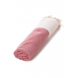 Turkish Hamam Towel "Seyda" Red Cotton Moskitoo India Kult