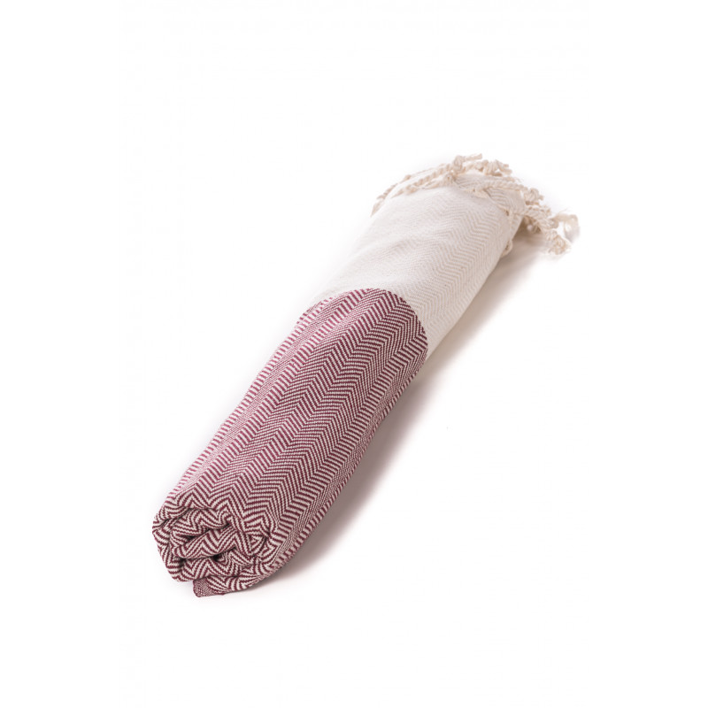 Turkish Hamam Towel "Seyda" Maroon Cotton Moskitoo India Kult