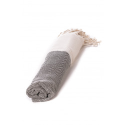 Turkish Hamam Towel "Seyda" Black Cotton Moskitoo India Kult