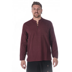 Männer Stehkragen Hemd Bordo Rot Nepal Moskitoo