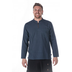 Cotton neckless shirt Petrol Blue moskitoo