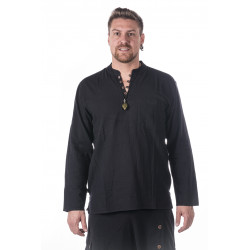 Cotton neckless shirt black moskitoo