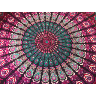 Mandala Tuch "Pink Pfau"
