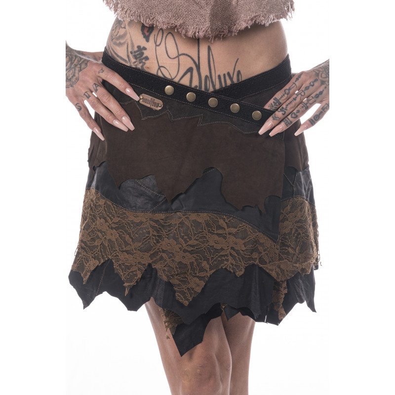 Kashi Tribe Leather Miniskirt