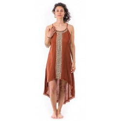 gypsy dress-front_short_back_long-dress-blockprint-cotton-sand-rust-orange-boho-hippie-dress-moskitoo-india-kult