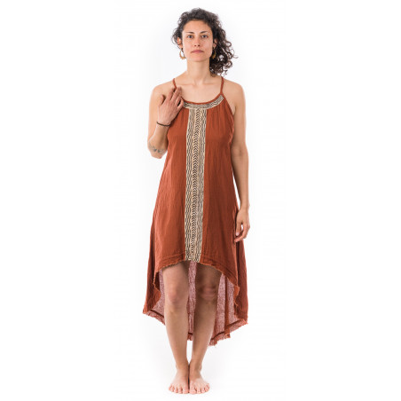 gypsy dress-front_short_back_long-dress-blockprint-cotton-sand-rust-orange-boho-hippie-dress-moskitoo-india-kult