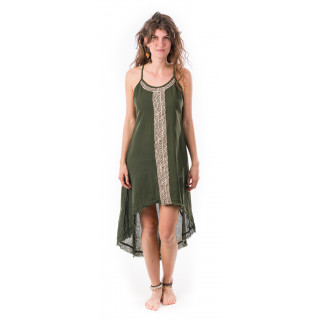 gypsy dress-front_short_back_long-dress-blockprint-cotton-sand-olive-boho-hippie-dress-moskitoo-india-kult