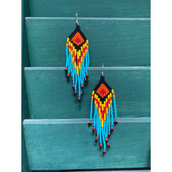 native-american-earrings-turquoise-black-yellow-red-orange-handmade-moskitoo-india-kult