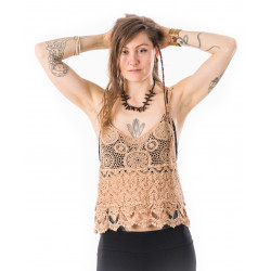 Sunlight Boho Top - Spitzen Oberteil Moskitoo India Kult Tan
